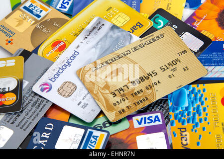 Auswahl an Kreditkarten Visa American Express 151137 Credit Karten Stockfoto