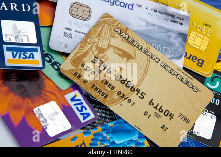 Auswahl an Kreditkarten Visa und American express-151138 Credit Karten Stockfoto