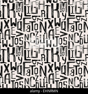 Nahtlose Vintage-Stil-Muster, ungleichmäßige Grunge Briefe von zufälliger Größe Stockfoto