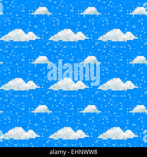 Nahtloser Vektor Wolke Muster Pixel-art Stockfoto