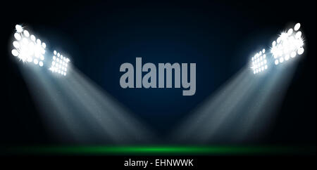 Vier Scheinwerfer auf ein Fußball-Feld-Vektor Stockfoto