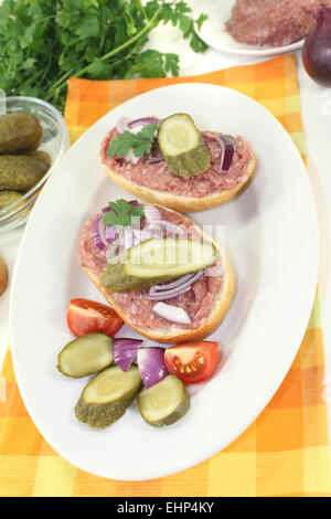 gehackten Brot mit Zwiebeln Stockfoto