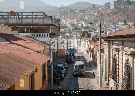 Xela Stadtstraße (auch bekanntAls Quetzaltenango) in der Innenstadt, zweite größte Stadt von Guatemala Stockfoto