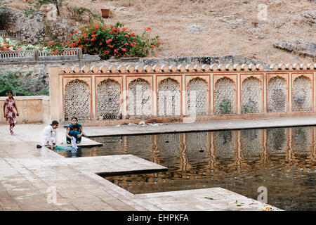 Galta (Affentempel), Jaipur. Stockfoto