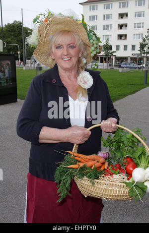 Deutsche TV-Sender ARD Vorschau Muenchen 7 an Hochschule Fuer Film Und Fernsehen Schule am Bernd Eichinger Platz Platz. Mitwirkende: Marktfrau wo: München wenn: 11 Sep 2014 Stockfoto