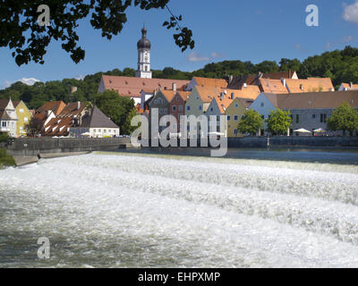 Stadt Landsberg am Lech in Bayern river Stockfoto