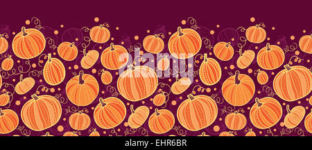 Thanksgiving Kürbisse horizontale Rahmenlinie Musterdesign Hintergrund Stockfoto