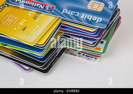 Sortiment von Kredit- und EC Karten Visa und Mastercard 151151 Credit Stockfoto