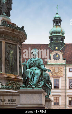 Detail der Statue von Kaiser Francis I von Österreich, Hofburg, Wien Stockfoto