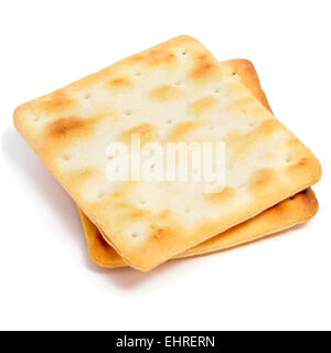 einige appetitlich Cracker auf weißem Hintergrund Stockfoto