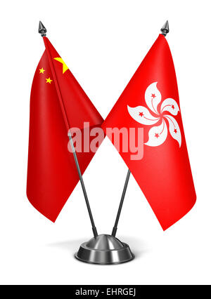 Hong Kong und China - Miniatur-Flags. Stockfoto