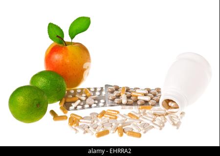 Obst Vitamine und Ergänzung Stockfoto