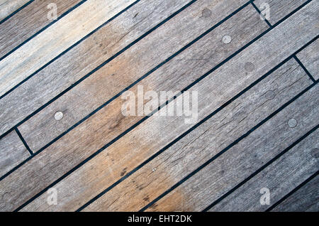 Deck von einem alten Segelschiff, Nahaufnahme Stockfoto