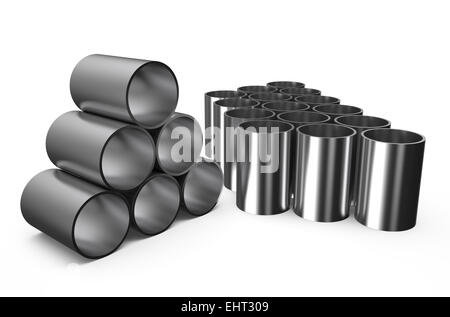 Halberzeugnisse aus, schoss Rohre isoliert auf weißem Hintergrund Stockfoto