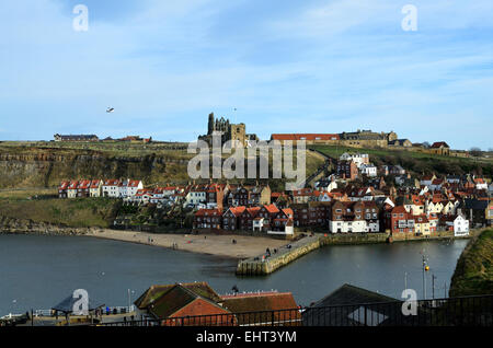 Whitby, gesehen von der Walknochen Stockfoto