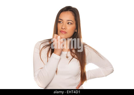 Junge Frau in einer nachdenklichen Stimmung Stockfoto