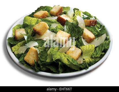Caesar Salat mit Croûtons und rasierte Parmesan-Käse Stockfoto