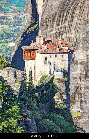 Das Kloster Roussanou in der Klosteranlage Meteora in Griechenland widmet sich St. Barbara. Stockfoto