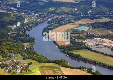 DAS TAL DER SEINE, GESEHEN VOM HIMMEL, EURE (27), HAUTE-NORMANDIE, FRANKREICH Stockfoto