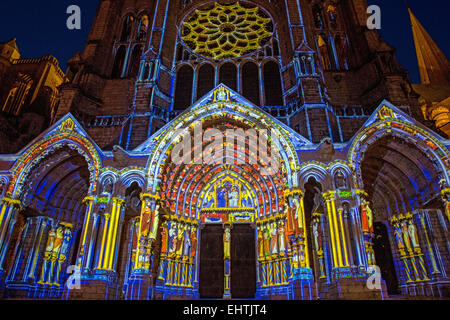 CHARTRES IN LIGHTS FESTIVALS, EURE-ET-LOIR (28), CENTRE, FRANKREICH Stockfoto