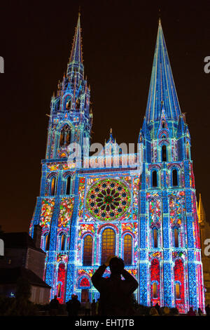 CHARTRES IN LIGHTS FESTIVALS, EURE-ET-LOIR (28), CENTRE, FRANKREICH Stockfoto