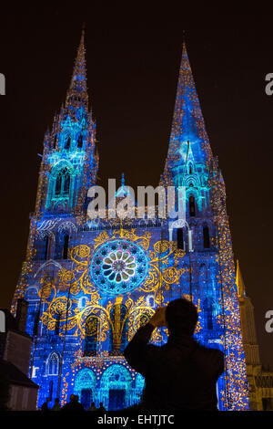 CHARTRES IN LIGHTS FESTIVALS, EURE-ET-LOIR (28), CENTRE, FRANKREICH Stockfoto