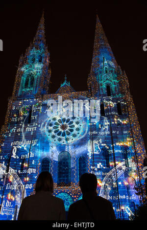 CHARTRES IN LIGHTS FESTIVALS, EURE-ET-LOIR (28), CENTRE, FRANKREICH Stockfoto