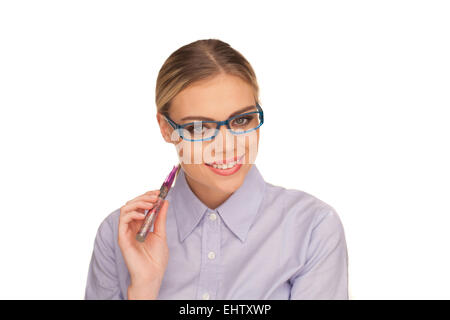 Junge Frau Rauchen e-Zigarette Stockfoto