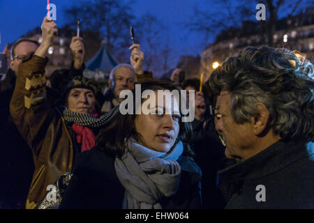 UNTERSTÜTZUNG IN HOMMAGE AN DIE 12 OPFER DER ANGRIFFE AUF DIE ZEITUNG CHARLIE HEBDO RALLYE Stockfoto