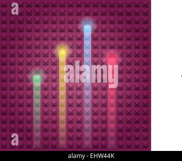 Bunte Balken und leichte Form auf Pyramiden Hintergrund Stock Vektor