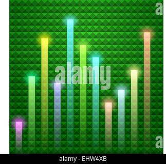 Bunte Balken und leichte Form auf Pyramiden Hintergrund Stock Vektor