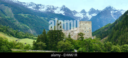 Blick auf die Alpen Berge Sommer und Schloss Stockfoto