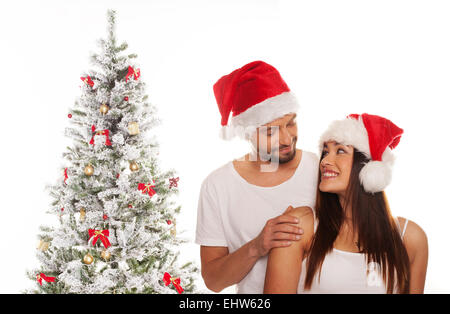 Liebespaar, Weihnachten zu feiern Stockfoto