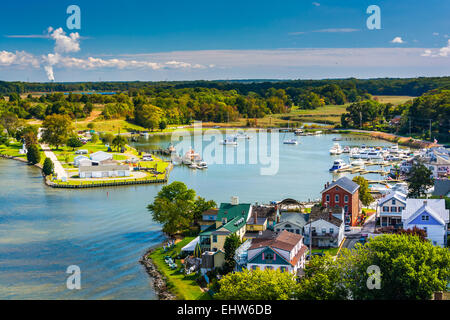 Blick auf Chesapeake Stadt an der Chesapeake Stadtbrücke, Maryland. Stockfoto