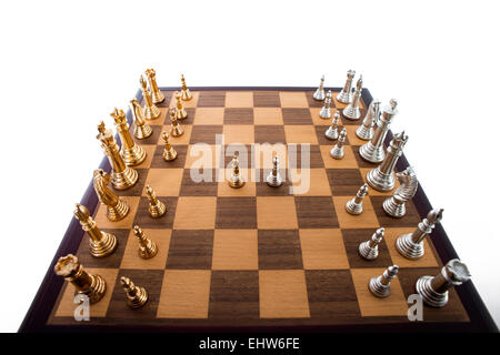 Aus Holz Schachbrett mit gold und Silber. Stockfoto