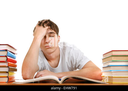 Traurig und müde Schüler Stockfoto