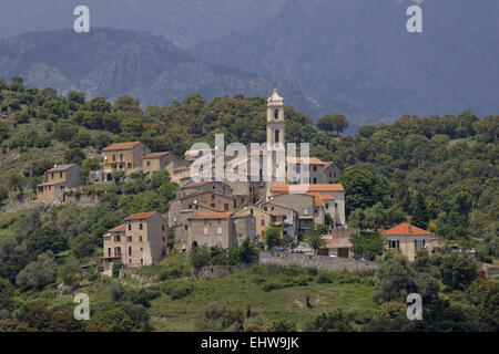 Hügel Dorf Soveria, in der Nähe von Corte, Corsica Stockfoto