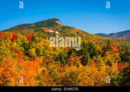 Herbstfarbe gesehen aus dem Kancamagus Highway, in White Mountain National Forest, New Hampshire. Stockfoto