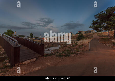 Morgendämmerung in Rosch haAjin, Israel Stockfoto