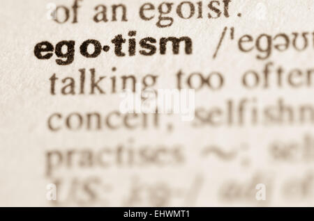 Definition des Wortes Egoismus im Wörterbuch Stockfoto