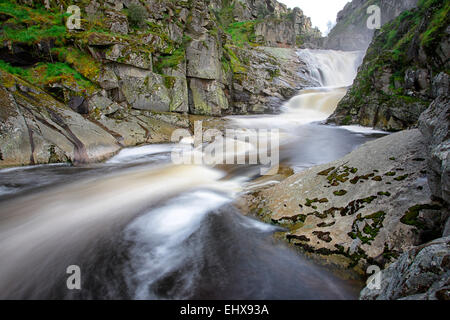 Spanien, Castille y Leon, Wasserfälle bei Arribe des UKE und Duero Fluss Stockfoto