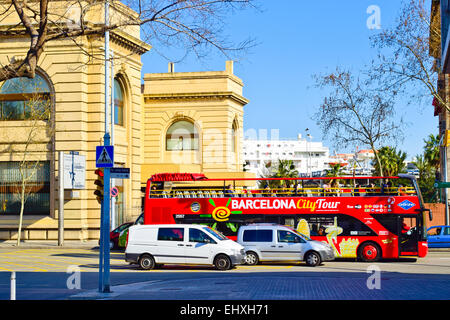 Touristenbus. Barcelona, Katalonien, Spanien. Stockfoto