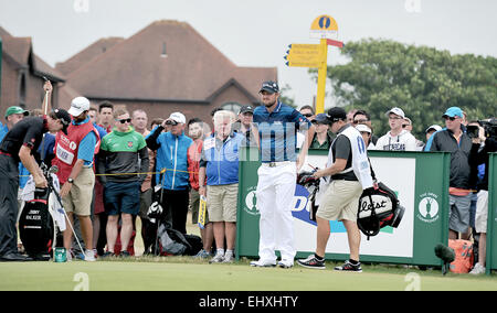 Marc Leishman, Open Golf Championship, 2014, Royal Liverpool Hoylake, Finaltag, 18. Loch, Treiber Stockfoto