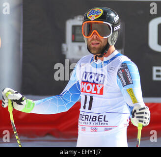 Meribel, Frankreich. 18. März 2015. Travis Ganong die USA tritt während der FIS Alpine Ski World Cup Men's downhill-Rennen am 18. März 2015 in Meribel, Frankreich. Bildnachweis: Mitchell Gunn/ESPA/Alamy Live-Nachrichten Stockfoto