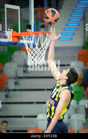 LUBIN, Polen - 24. Oktober 2014: Emir Preldzic in Aktion während der Euroleague Basketball-match Stockfoto