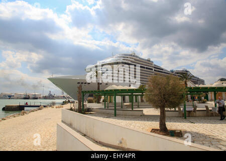 MSC Splendida Kreuzfahrtschiff angedockt in Tunis Hafen La-Goulette, Tunesien an sonnigen Frühlingstag im März 2015. Credit: ImageNature, Alexander Belokurov/Alamy Stockfoto