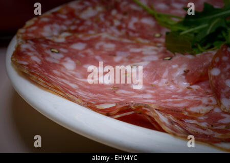 Eine typische Toskana italienische Salami Finocchiona genannt Stockfoto