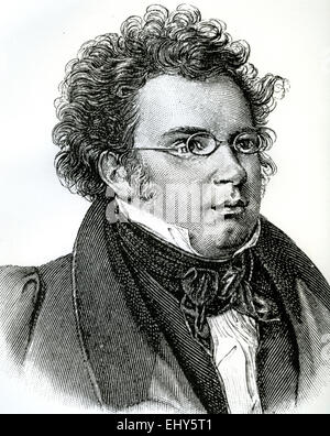 Österreichischen Komponisten FRANZ SCHUBERT (1797-1828) in einem Kupferstich von 1846 Stockfoto