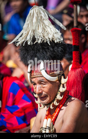 Naga Konyak Stamm Mann Hornbill Festival Nagaland Stockfoto