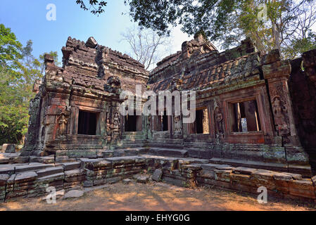 Banteay Kdei Tempel in Siem Reap, Kambodscha. Keine Menschen im Bild mit blauem Himmel. Stockfoto